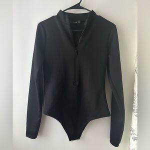 White Fox Boutique - Black High Neck Zip Up Body Suit - 12